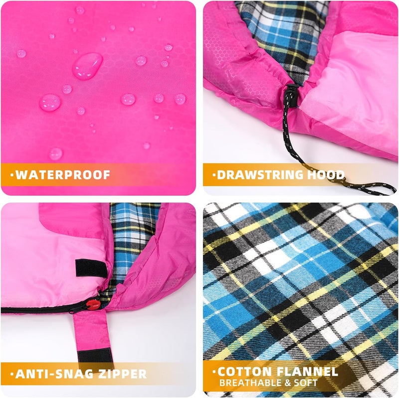 Kanyak Cotton Flannel Lined Sleeping Bag for Adults Teens Kids, Cold Weather &Warm, 3 Seasons, Lightweight Compact Camping Essentials Equipment, Hiking, Outdoor, Travel - Image 3